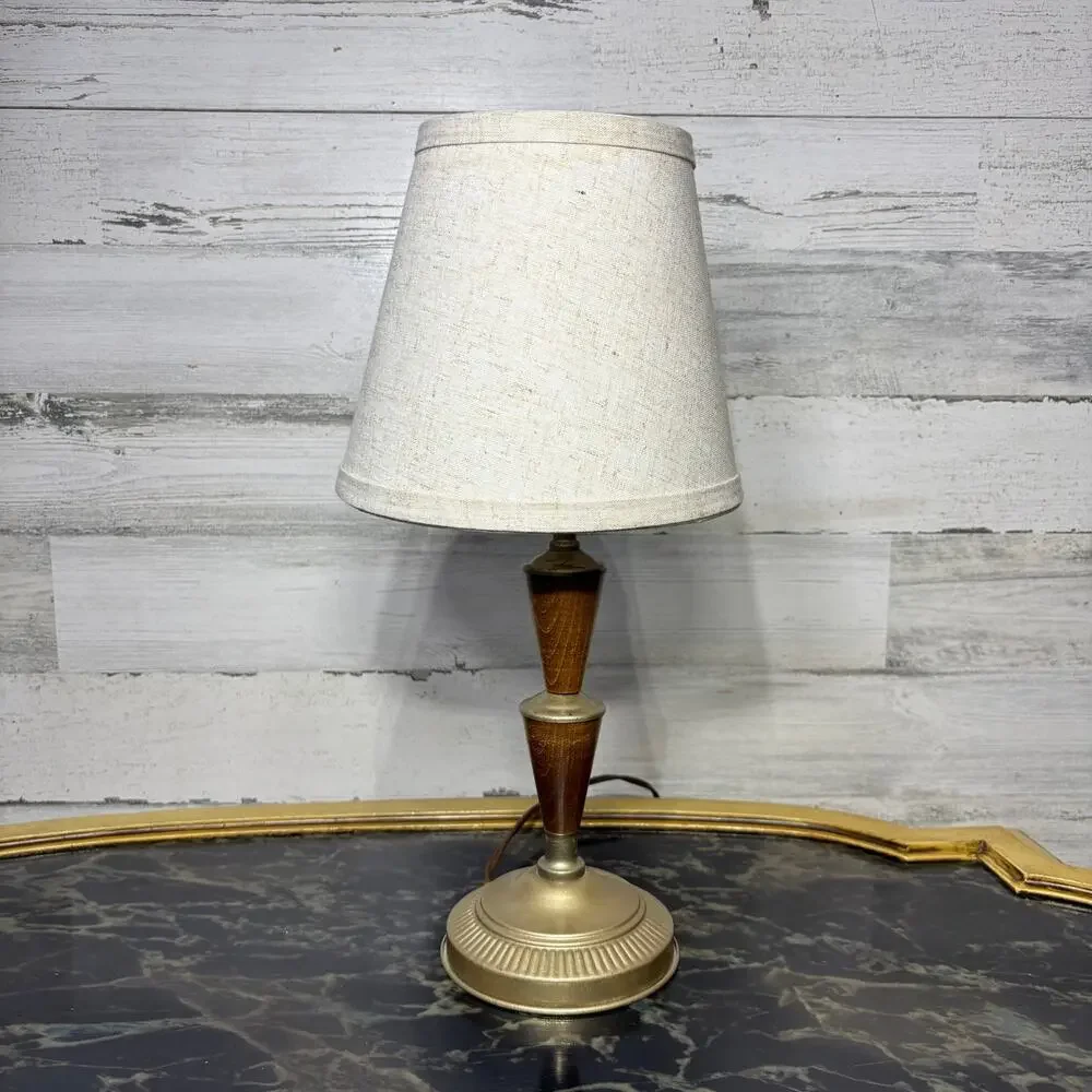 Mid Century Modern Wood and Metal Table Lamp MCM